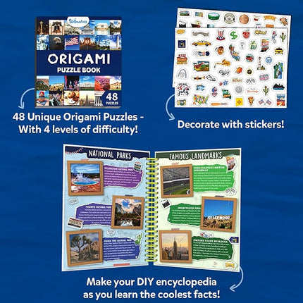 Skillmatics Scrapbooking Kit & Origami Puzzle Book - DIY Folding Brain Teasers, STEM Learning & Travel Toy with 48 Puzzles, Educational Gifts for Girls & Boys Ages 7, 8, 9, 10 & Up