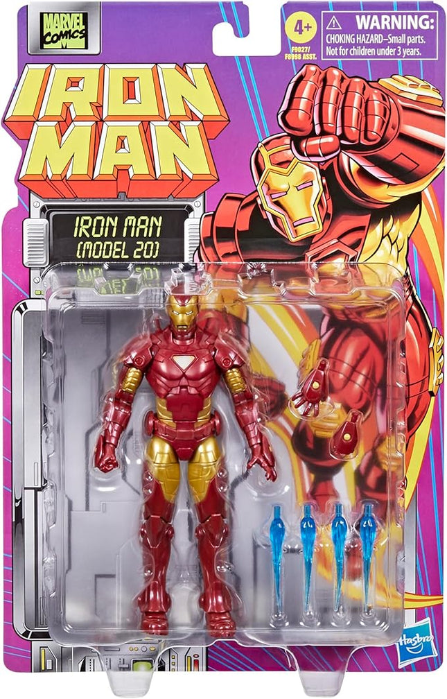 Marvel Legends Series Iron Man (Model 20), Iron Man Comics Collectible 6-Inch Action Figure, Retro-Inspired Blister Card