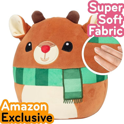 Squishmallows Original 8-Inch Rudolph The Red Nosed Reindeer - Official Jazwares Christmas Plush - Collectible Soft & Squishy Stuffed Animal Toy- Add to Your Squad - Gift for Kids, Girls & Boys