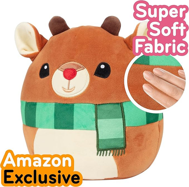 Squishmallows Original 8-Inch Rudolph The Red Nosed Reindeer - Official Jazwares Christmas Plush - Collectible Soft & Squishy Stuffed Animal Toy- Add to Your Squad - Gift for Kids, Girls & Boys