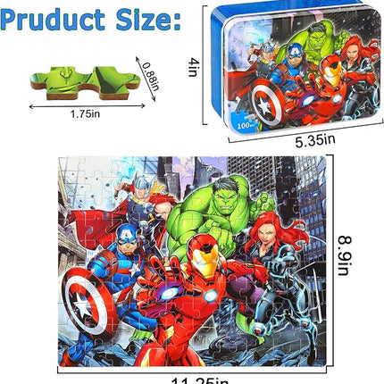 LELEMON Puzzles for Kids Ages 4-8,100 Piece Puzzles for Kids in a Metal Box, Educational Childrens Jigsaw Puzzles 100 Piece Puzzle Games Puzzle Toys for Girls and Boys