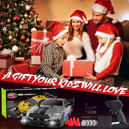 RC Drift Car 1:20 Scale Remote Control Cars 2.4GHz 4WD High Speed RTR Racing Vehicle with LED Lights 2 Rechargeable Batteries and Drifting Tires Racing Sport Toy Car for Adults Kids Boys Girls