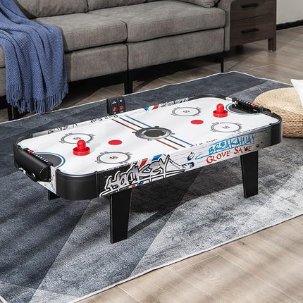 Giantex 42" Air Hockey Table - Small Air Hockey Table Top w/ 2 Pucks, 2 Strikers, LED Electronic Scoring, Powerful 12V Motor, Portable Mini Air Hockey Arcade Table Game for Kids & Adults, Game Room