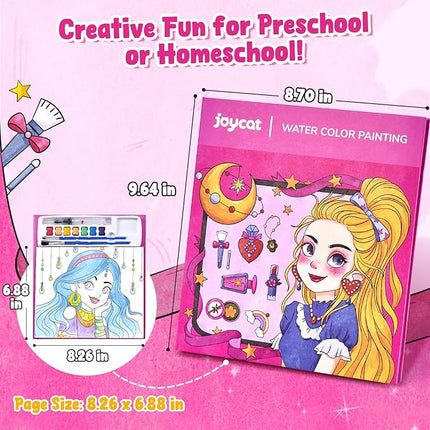 JoyCat Paint with Water Coloring Books for Toddlers, Watercolor Painting Sets for Kids Ages 3-5 4-8, Arts and Crafts Drawing Activities Toy Birthday Gift for Boys Girls (Makeup & Manicures)