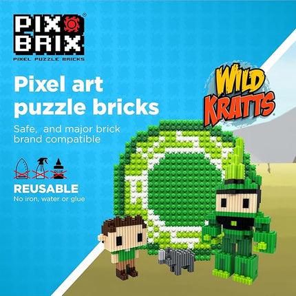 Pix Brix - Wild Kratts Toys Pixel Art Kit - Emperor Penguin, 1482 Pieces - Patented Slide + Stack Pixel Puzzle Building Bricks, Build & Collect Wild Kratts Animals - Stem Toys, Ages 6 Plus