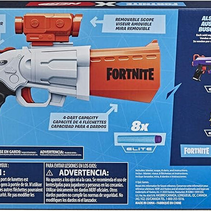 Nerf Fortnite SR Blaster - 4-Dart Hammer Action - Includes Removable Scope and 8 Official Nerf Elite Darts - for Youth, Teens, Adults