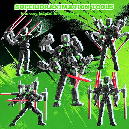 Assembly Completed T13 Action Figure，T13 mision 13 figuras originales 3D Printed Toys Nova 13 Action Figures Desktop Decorations for Game Lovers Toy (Green, 5.5 Inch)
