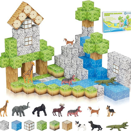 Contixo Magnetic Blocks - 145 PCS Magnet Cubes Building Tiles for Kids Ages 3-12, STEM Learning Toys with Vibrant Colors, Educational Toddler Toys for Creative Play, Birthday Gifts for Boys and Girls