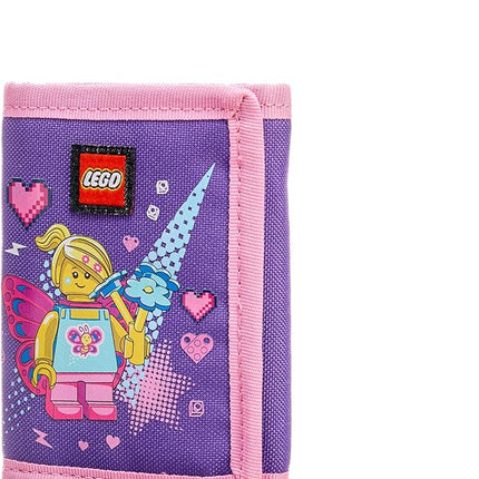 LEGO Trifold Wallet, Kids Unisex Wallet for Boys and Girls, with Clear ID Window, Card and Cash Pockets and Secure Hook and Loop Closure, Butterfly Girl