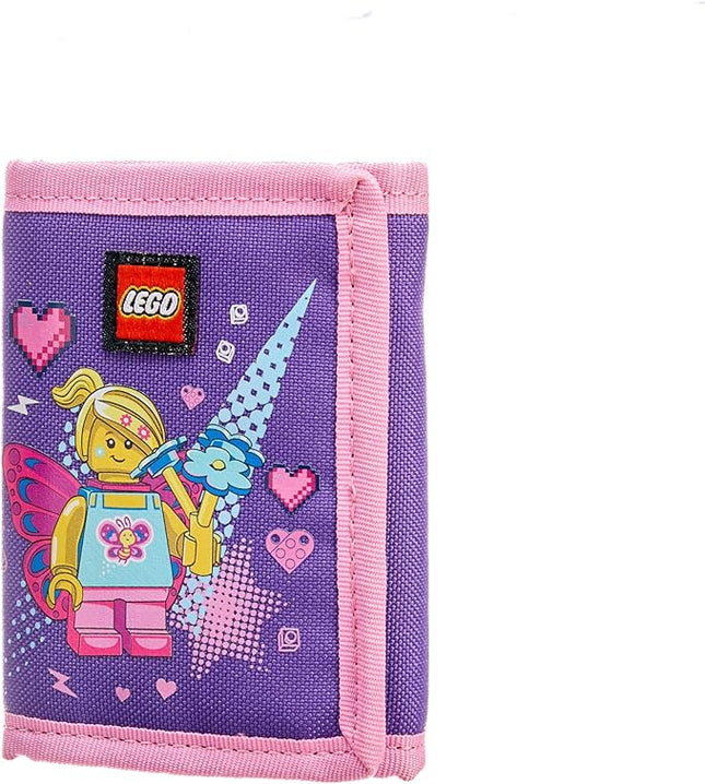 LEGO Trifold Wallet, Kids Unisex Wallet for Boys and Girls, with Clear ID Window, Card and Cash Pockets and Secure Hook and Loop Closure, Butterfly Girl