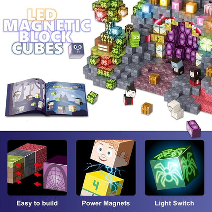 Magnetic Blocks -198PCS Enchanted Hotel Magnetic Building Cubes,Educational Sensory Stacking Kit & STEM Learning Play,Christmas Birthday Creative Gifts for Kids Boys Girls Ages 4 5 6 7 8 10+ Years Old
