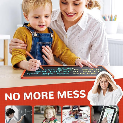KOKODI LCD Writing Tablet, 16 Inch Colorful Toddler Doodle Board Drawing Tablet, Erasable Reusable Electronic Drawing Pads, Educational and Learning Toy for 3-6 Years Old Boy and Girls(Orange)