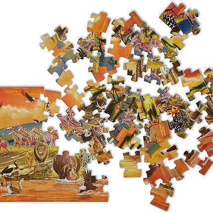 Melissa & Doug African Plains Safari Jumbo Jigsaw Floor Puzzle (100 pcs, Over 4 feet Long)