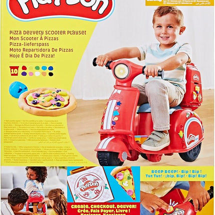 Play-Doh Pizza Delivery Scooter Playset, Large Ride-On Play Food Preschool Toys, Toy Pizza Set for Kids, Arts & Crafts for Boys & Girls, Ages 3+