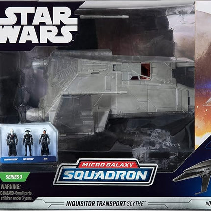Jazwares Star Wars Micro Galaxy Squadron Inquisitor Transport Scythe - 7-Inch Starship Class Vehicle with Three 1-Inch Micro Figure Accessories