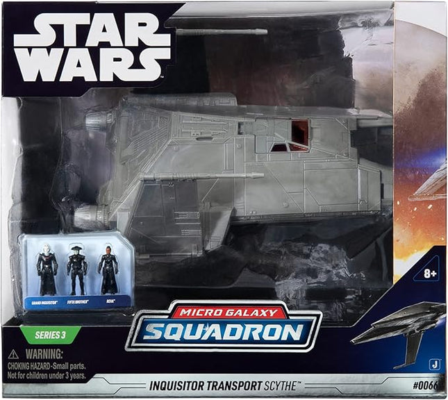 Jazwares Star Wars Micro Galaxy Squadron Inquisitor Transport Scythe - 7-Inch Starship Class Vehicle with Three 1-Inch Micro Figure Accessories