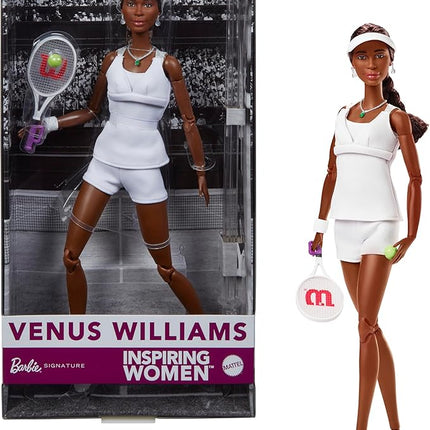 Barbie Inspiring Women Series, Venus Williams Fashion Doll with Signature Tennis Uniform and Racket, Includes Displayable Packaging