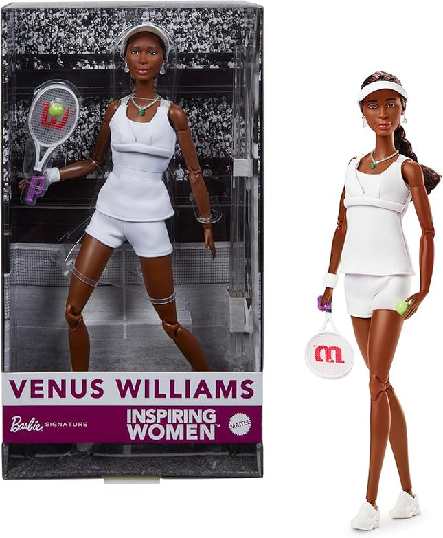 Barbie Inspiring Women Series, Venus Williams Fashion Doll with Signature Tennis Uniform and Racket, Includes Displayable Packaging