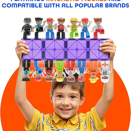 Playmags Large Magnetic Figures Community Set of 15 Pieces – 3” Play People Perfect for Magnetic Toys Building Blocks - STEM Learning Toys for Kids – Magnet Tiles Expansion Accessories Pack