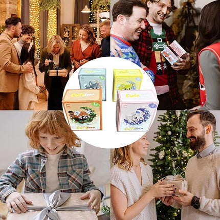 4 Pack Micro Building Block Sets, Cute Animals Micro Set with Flower and Moon, Building Blocks for Adults, Ideal for Collection and Desktop Decoration (Red Panda, Pig, Dog, Cat)