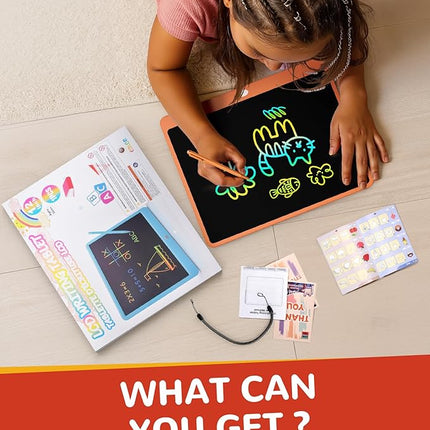 KOKODI LCD Writing Tablet, 16 Inch Colorful Toddler Doodle Board Drawing Tablet, Erasable Reusable Electronic Drawing Pads, Educational and Learning Toy for 3-6 Years Old Boy and Girls(Orange)