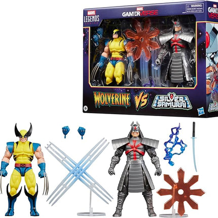 Marvel Legends Series Gamerverse Wolverine vs Marvel's Silver Samurai, Retro Video Game -Inspired Collectible 6-Inch Action Figures