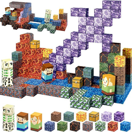 213 PCS Magnetic Blocks Building Toys Set Sword Kids Blocks for Toddler Boys Girls 3+, STEM Sensory Magnetic Cubes Christmas Birthday Present Construction Building Toys