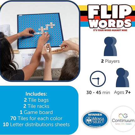 Flip Words, Fun Exciting New Twist On Classic Word Board Games, Challenging 2 Player Crossword Game - A Mensa Mind Games Recommended Game
