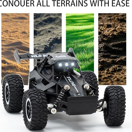 Remote Control Car RC Cars 1:16 All Terrain Monster Truck LED Headlights, Outdoor 2WD Off Road Hobby RC 2.4GHz High Speed, 20Km/h RC Car Toys Gift for Kids Boys 3 4 5-12 (Black)
