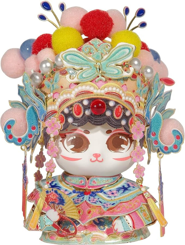 MU 3D Metal Puzzles The Chinese Opera Diva Kitty Cat Figures Model Assembling, Metal Models Kits Miniature Building for Adult, Hobby Birthday New Year Gifts Collectibles Home Decor