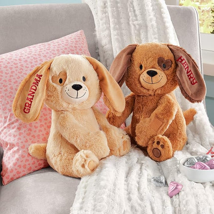 Let's Make Memories Personalized Hugging Plush Puppies - Dog Stuffed Animal - Puppy Love - for Couples - for Him - for Her