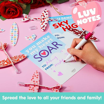 JOYIN 28 Pack Valentine's Day Greeting Cards with Foam Airplanes, Valentine Classroom Exchange, School Gift Exchange Game Prizes (Mixed)