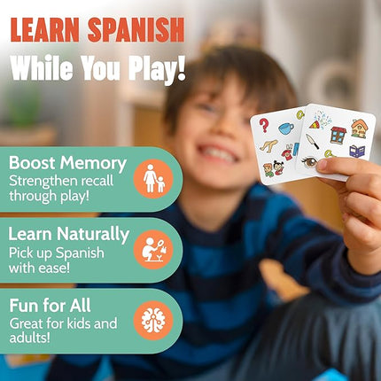 Spanish Learning Game - Fun Bilingual Card Game for Kids & Families | Learn 57 Everyday Words Through Play | Educational Gift for Classroom or Home (EVERYDAYWORDS001)