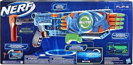 Nerf Elite 2.0 Flipshots Flip-16 Blaster with 16 Dart Barrels That Flip to Double Your Firepower, 16-Dart Capacity, 16 Elite Darts