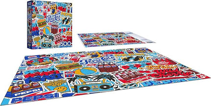 RoseArt - Snack Assortment - Pepsi Cola - 500 Piece Jigsaw Puzzle, Nostalgic Pepsi Design for Adults
