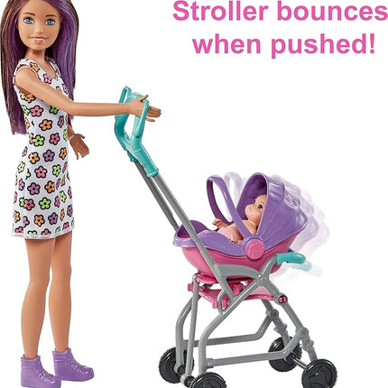 Barbie Skipper Babysitters, Inc. Playset with Skipper Babysitter Doll (Brunette), Stroller, Baby Doll & 5 Accessories, Toy for 3 Year Olds & Up
