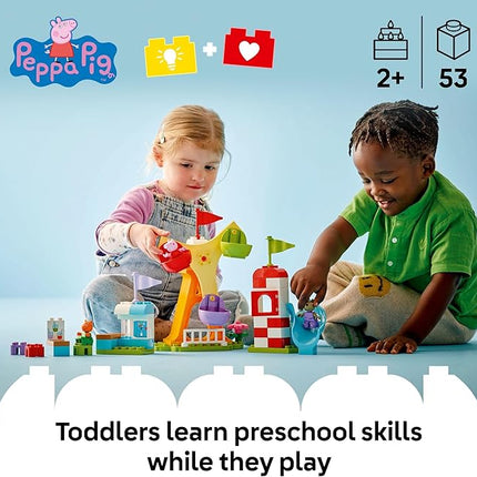 LEGO DUPLO Peppa Pig Funfair Toddler Toy - Sensory Toy Featuring Peppa Pig - Fun Gift for 2+ Year Old Boy or Girl - Helps Preschoolers Develop Color Sorting and Fine Motor Skills - 10453
