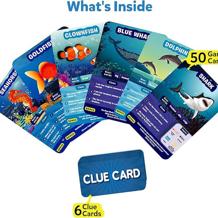 Skillmatics Guess in 10 Underwater Animals, Perfect for Boys, Girls, Kids, and Families Who Love Card Games, Toys, Board Games, Gifts for Ages 8, 9, 10 and Up