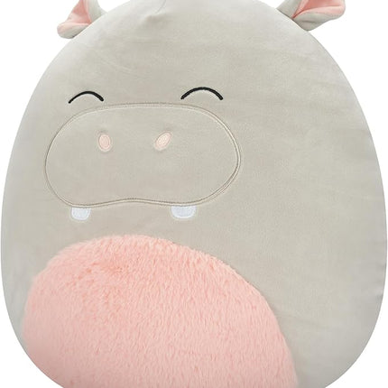 Squishmallows Original 16in Harrison The Hippo with Closed Eyes and Fuzzy Belly – Official Jazwares Plush (Large)