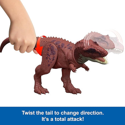 Mattel Jurassic World Rebirth Wild Roar Dinosaur Toy, Aucasaurus with Tail Controlled Chomp, Posable Multi Direction Attack & Sound, Digital Play