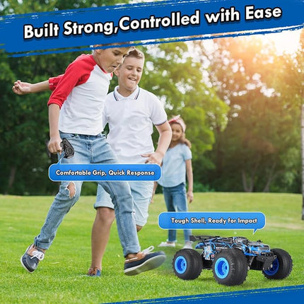 Remote Control Car, 1:18 Scale Rc Cars, All-Terrain RC Truck with LED Light, 20KM/H, Rechargeable, 2WD, 2.4GHz, Sturdy PVC Shell, Remote Control Truck for Boys 4-7 8-12, Beginner