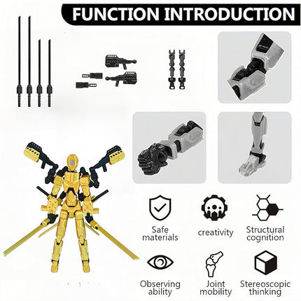 T13 Action Figure Set & Titan 13 Toys 4 Pack（3d Printed Action Figures Assembly Completed）（Multi-Jointed Movable）（Mecha Designs Includes Various Accessories）Dummy 13 T 13 Figures Desk Decoration 5.5in