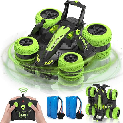Eulogia Remote Control Car for Boys 4-7, 2.4GHz RC Drift Stunt Car with Lights, Batteries, Reatures 360° Rotation, Go Sideways, Dance, Jump, Over Various Terrain Car Toys Gifts for Birthday, Christmas