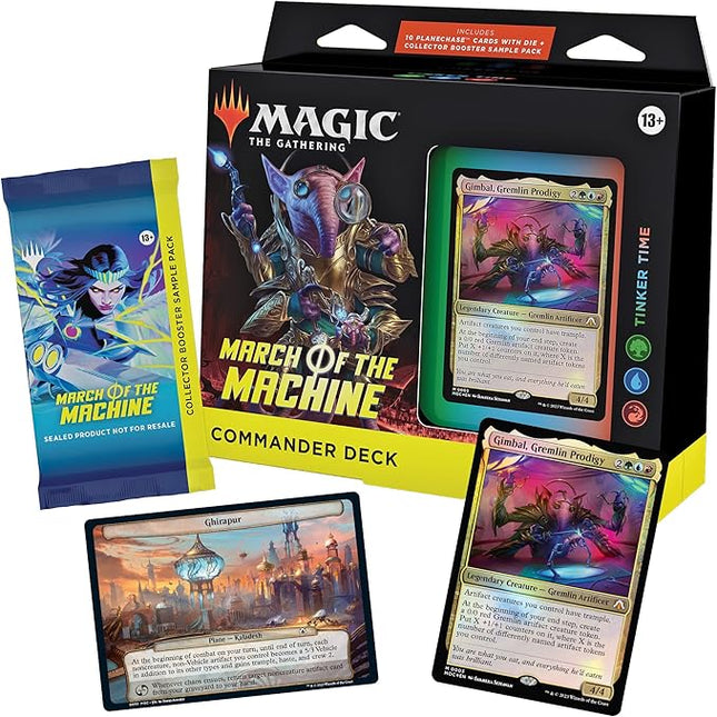 Magic: The Gathering March of the Machine Commander Deck - Tinker Time (100-Card Deck, 10 Planechase cards, Collector Booster Sample Pack + Accessories)