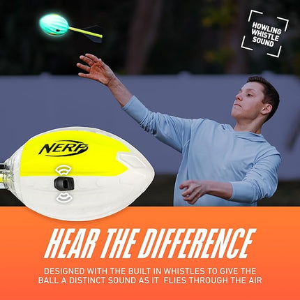 Nerf Lightstrike Vortex Foam Football - Color Changing LED Soft Vortex Football for Long-Distance Throws - Impact Activated - Batteries Included