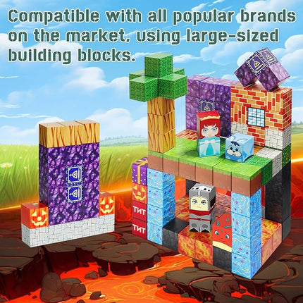 1inch Magnetic Blocks(Safer),Magnetic Building Blocks,Magnetic Cubes Building Blocks Toys for Halloween Christmas Birthday Gift - STEM Sensory Toys for 3+ Years Old Girl Boys