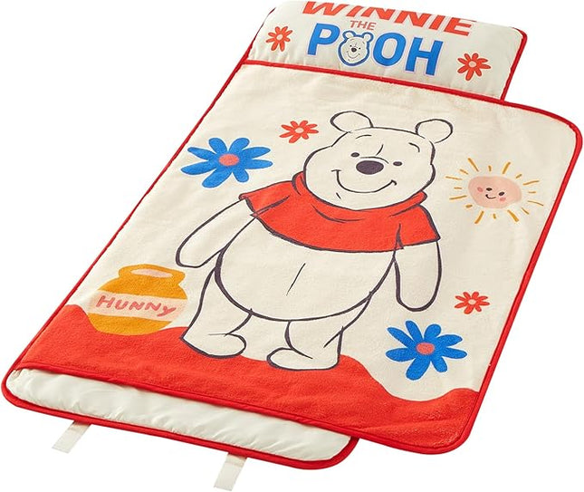 Super Soft Plush Toddler Quilted Nap Mat with Built in Blanket and Pillow