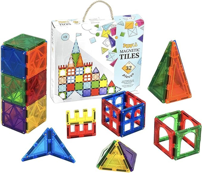 Magnet Tiles Building Blocks for Kids 32 Pieces Magnetic Educational Learning STEM