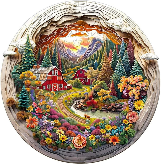 Wooden Puzzles for Adults, Wooden Jigsaw Puzzles for Adults Kids, 3D Farm Unique Shaped Wood Puzzles Adult, Creative Birthday Gifts for Friends Family Game, Home Decor (8.5 * 8.3in 100pcs)