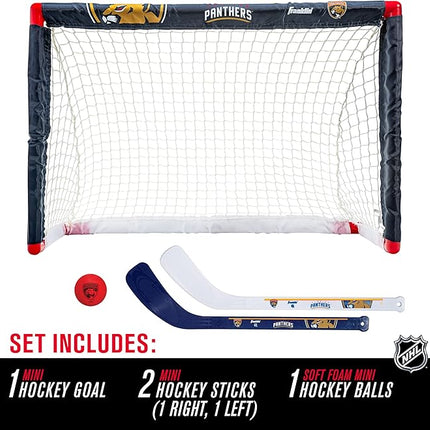 Franklin Sports NHL Mini Hockey Set - Kids Indoor Knee Hockey Goal, Ball, + 2 Stick Combo - Youth Team Indoor Toy Set - Official - Ages 3+